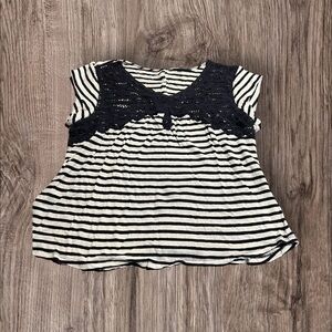 Daniel Rainn Striped Short Sleeve T-Shirt Crochet Blue White Size XL